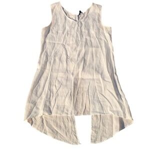 MERAL Women's Cream Linen Dress Cover Up High Low Hem Beach Resortwear Womens XL